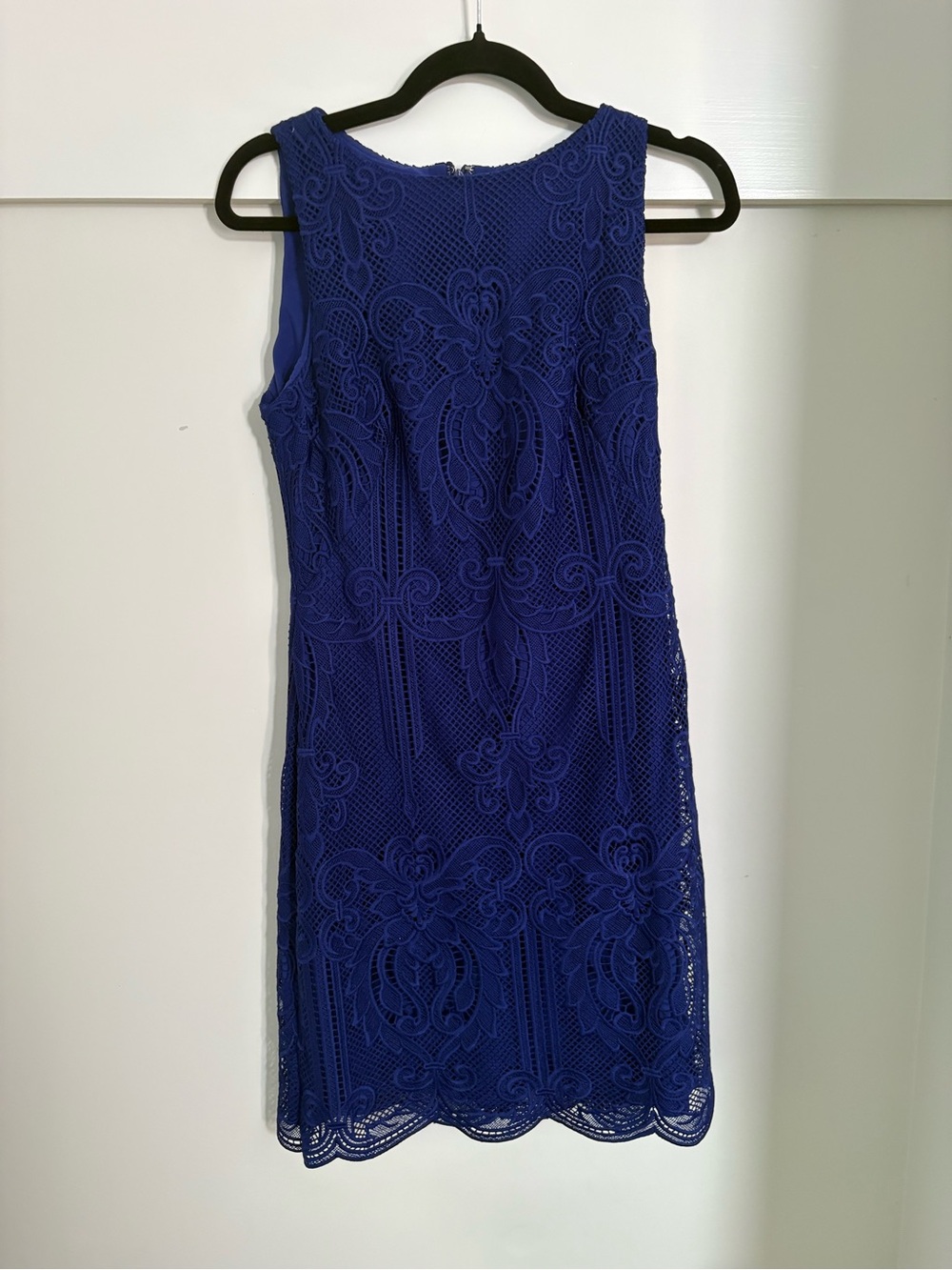 Ralph Lauren Cobalt Blue Sleeveless Lace Midi Dress